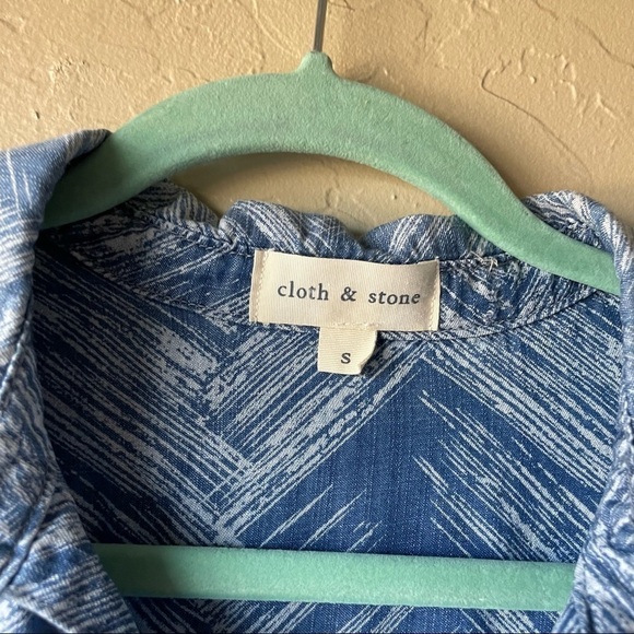 Cloth and Stone Blue Chevron Long Sleeve Shirt‎ Dress - Picture 9 of 9